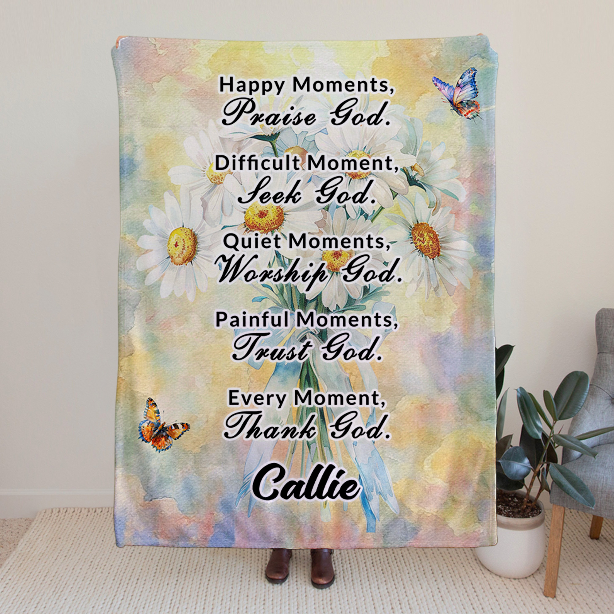 Couverture de naissance personnalisée avec nom Cadeau d'anniversaire et de Noël pour ami(e) de famille chrétien(ne)