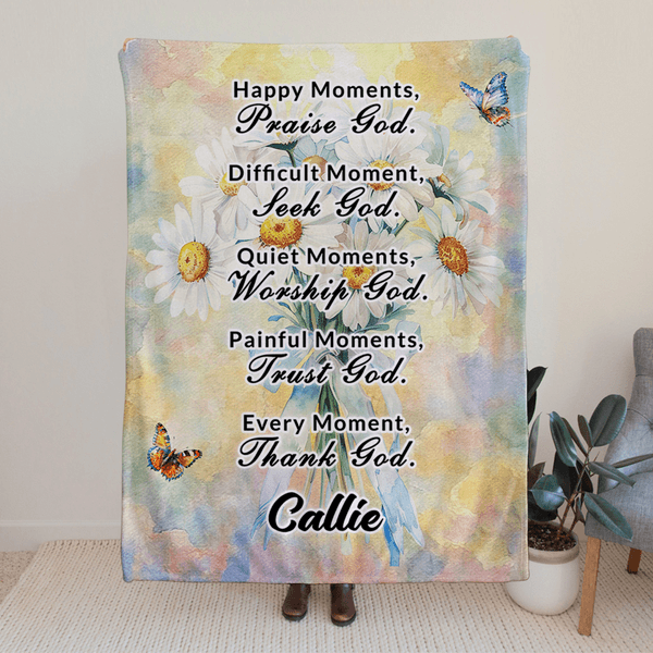 Personalizada Nacimiento Flor Biblia Bendición Mariposa Suave manta con nombre Decoración para el hogar Cumpleaños Navidad Regalo para la familia cristiana Amigo
