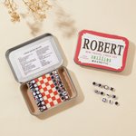 Personalisierte Altoids Dose magnetische Mini-Reise-Schachbrett-Set mit Namen kleine tragbare Tasche Spiel Geburtstagsgeschenk für Schachliebhaber