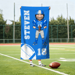 Personalized Cartoon Football Player Quick Dry Oversized Beach Towel with Name and Number Summer Travel Essential Gift for Football Sports Lovers