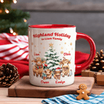 Personalized Cute Highland Cow Family 11 oz Ceramic Coffee Mug with Name Christmas Gift for Family