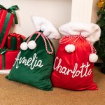 Personalised Soft Drawstring Pompom Large Capacity Christmas Gift Bag with Name Christmas Gift for Kids Family