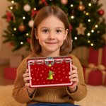 Gepersonaliseerde 1-6 Cartoon Paard Dieren Voedselveilige Metalen Koekjestrommel Opbergblik met Foto's en Namen Kerstcadeau voor Familie en Kinderen