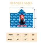 Personalized Cartoon Football Character Soft Hooded Blanket with Name and Number Home Decor Birthday Match Day Gift for Football Sports Lovers