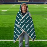 Personalized Cartoon Football Character Soft Hooded Blanket with Name and Number Home Decor Birthday Match Day Gift for Football Sports Lovers