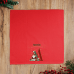 Personalised Cartoon Santa Claus Christmas Tree Initial 100% Cotton Reusable Napkin with Name Holiday Table Decor Christmas Gift for Family Friends