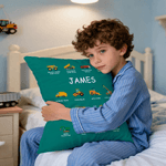 Personalised Construction Lorry Multicolor Cushion Cover with Name Home Decor Christmas Birthday Gift for Boys Lorry Lovers Kids