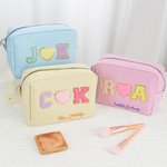 Personalized Heart-Shaped Embroidered Name Striped Makeup Bag Daily Travel Use Wedding Party Birthday Gift for Women Bridesmaids