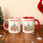 Personalized Cute Highland Cow Family 11 oz Ceramic Coffee Mug with Name Christmas Gift for Family