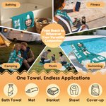 Personalized Cartoon Football Player Quick Dry Oversized Beach Towel with Name and Number Summer Travel Essential Gift for Football Sports Lovers