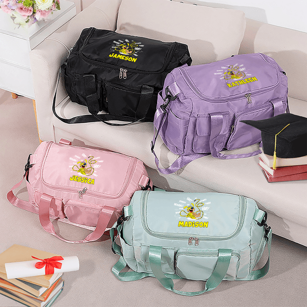 Personalisierte Houba Shout Long-Tailed Marsupilami Name Travel Duffel Tasche mit Schuhen Compartment Geburtstag Geschenk für Kinder Familie | Callie × Marsupilami®