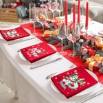 Servilleta roja personalizada reutilizable de 100% algodón con muñeco de nieve inicial y nombre decoración de mesa regalo de Navidad para amigos