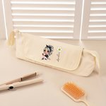 Personalized Stylish Girl Birth Flower Hair Tools Large Storage Bag with Name Heat Resistant Mat Portable Travel Essentials Birthday Gift for Women