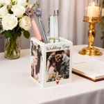 Henkilökohtainen Building Blocks Brick kynänpidin valokuvatulostuksella Desk Decor Suuri kapasiteetti Isänpäivä lahja isälle