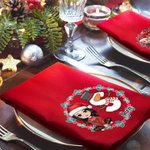 Servilleta personalizada de algodón con inicial y personaje de dibujos animados nombre y decoración de mesa regalo de Navidad para niños y familia