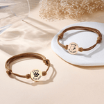 Personalized Pet Paw Print Adjustable Bracelet with Engraved Name and Text Dog Cat Loss Jewelry Memorial Sympathy Gift for Pet Owners