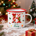 Personalized Candy Cane Initial Design 12 oz Enamel Mug with Name Daily Use Christmas Gift for Kids Family