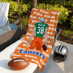 Toalla de playa de gran tamaño y secado rápido personalizada con el nombre de un jugador de fútbol de dibujos animados Regalo esencial para los amantes de los deportes de verano