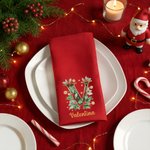 Tovagliolo personalizzato con nome 100% cotone rosso design con agrifoglio decorazione da tavolo regalo di Natale