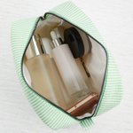 Personalized Heart-Shaped Embroidered Name Striped Makeup Bag Daily Travel Use Wedding Party Birthday Gift for Women Bridesmaids