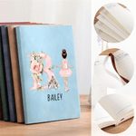 Personalised Cartoon Ballet Girl PU Leather Notebook with Name and Initial Anniversary Birthday Gift for Friends Ballet Lovers