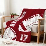 Personalized Football Cartoon Character Soft Throw Blanket with Name and Number Home Decor Birthday Game Day Gift for Football Lovers