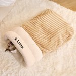 Saco de dormir para gato personalizado con diseño de huella corazón y nombre suministros para mascotas regalo de cumpleaños para dueños de mascotas