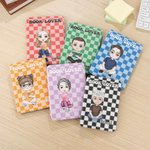 Personalised Reading Cartoon Character Checkerboard Pattern Kindle Page Turner Case with Name and Text Birthday Gift for Reader Book Lover