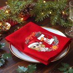 Servilleta personalizada de algodón con inicial y personaje de dibujos animados nombre y decoración de mesa regalo de Navidad para niños y familia