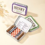 Personalisierte Altoids Dose magnetische Mini-Reise-Schachbrett-Set mit Namen kleine tragbare Tasche Spiel Geburtstagsgeschenk für Schachliebhaber