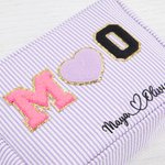 Personalized Heart-Shaped Embroidered Name Striped Makeup Bag Daily Travel Use Wedding Party Birthday Gift for Women Bridesmaids