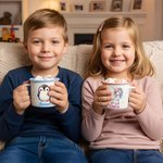 Taza esmaltada personalizada con nombre y diseño de animal estrella adorable 355 ml regalo de cumpleaños y día del niño para niños y niñas