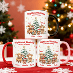 Personalized Cute Highland Cow Family 11 oz Ceramic Coffee Mug with Name Christmas Gift for Family