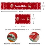 Personalisiertes Rentier Weihnachts-Tischset Tischläufer und Passende Tischsets mit Familienname und Text Weihnachtsgeschenk für Familie Freunde