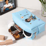 Personalized Multicolour Birth Flower Cartoon Character PU Leather Makeup Bag with Name and Zipper Travel Essentials Birthday Gift for Women