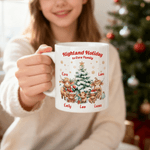 Personalized Cute Highland Cow Family 11 oz Ceramic Coffee Mug with Name Christmas Gift for Family