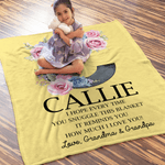 Personalised Floral Initial Soft Throw Blanket with Name and Text Home Decor Christmas Birthday Gift for Family Kids