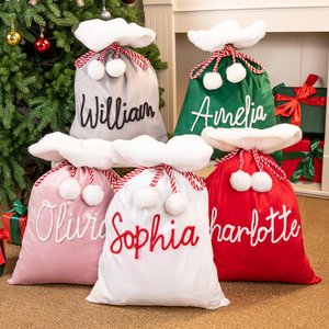 Personalised Soft Drawstring Pompom Large Capacity Christmas Gift Bag with Name Christmas Gift for Kids Family
