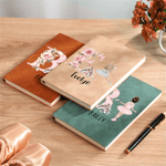 Personalised Cartoon Ballet Girl PU Leather Notebook with Name and Initial Anniversary Birthday Gift for Friends Ballet Lovers