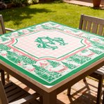 Personalized Chinoiserie Pine Cottage Print Mahjong Mat with Monogram Game Accessory Christmas Birthday Gift for Mahjong Lovers
