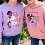 Personalized Cartoon K-Pop Girl Design Soft Kid T-shirt Sweatshirt Hoodie with Names Daily Wear Christmas Birthday Gift for Girls