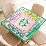 Personalized Chinoiserie Pine Cottage Print Mahjong Mat with Monogram Game Accessory Christmas Birthday Gift for Mahjong Lovers