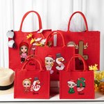 Bolso tote personalizado con personaje de dibujos animados de muñeco de nieve nombre e inicial regalo de Navidad para niños y adultos