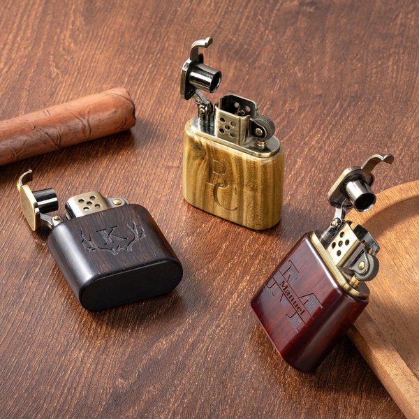 Encendedor de sándalo personalizado con grabado de logo nombre e inicial regalo de cumpleaños y despedida de soltero para hombres y padrinos de boda