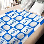 Personalized Badminton Volleyball Sport Check Soft Throw Blanket with Name and Number Home Decor Game Day Birthday Gift for Sport Lovers