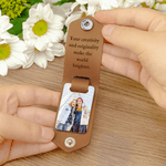 Personalized Photo Zodiac Sign Design PU Leather Keychain with Engraved Text Birthday Anniversary Christmas Gift for Family Friends