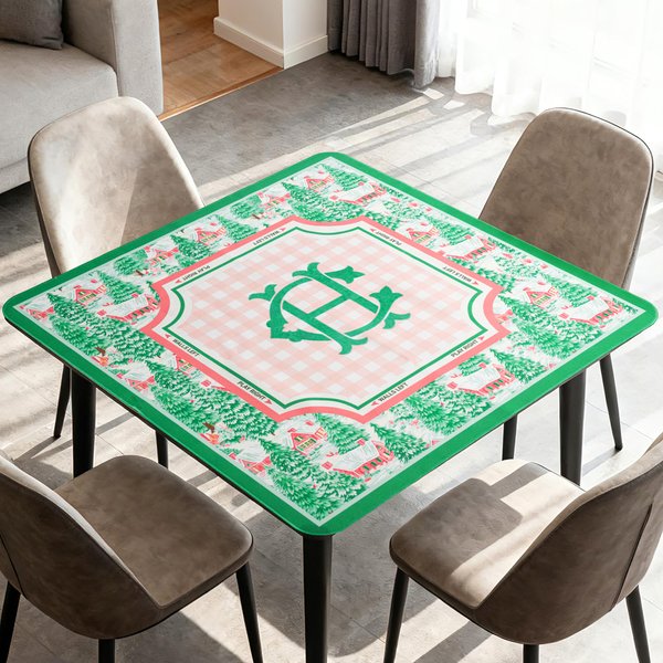 Personalisierte Chinoiserie Pine Cottage Print Mahjong Matte mit Monogramm Spiel Zubehör Weihnachten Geburtstag Geschenk für Mahjong-Liebhaber