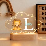 Luz nocturna personalizada de acrílico con nombre y personaje de dibujos animados con base de madera regalo de cumpleaños y aniversario para niños