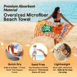 Toalla de playa de gran tamaño y secado rápido personalizada con el nombre de un jugador de fútbol de dibujos animados Regalo esencial para los amantes de los deportes de verano