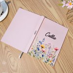 Personalized Wildflowers Journal Notebook with Name and 100 Lined Pages Daily Birthday Bridal Gift Giving Party Gift for Women
